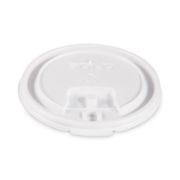 Picture of SOLO® Cup Company Lift Back & Lock Tab Cup Lids for Foam Cups, 10oz, White, 1000/Carton