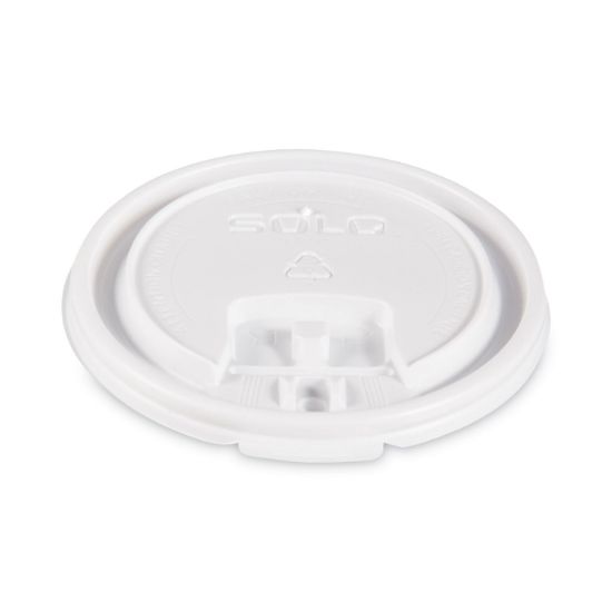 Picture of SOLO® Cup Company Lift Back & Lock Tab Cup Lids for Foam Cups, 10oz, White, 1000/Carton
