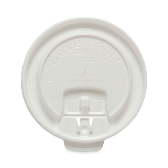 Picture of SOLO® Cup Company Liftback & Lock Tab Cup Lids for Foam Cups, Fits 10 oz Trophy Cups, WE, 100/PK