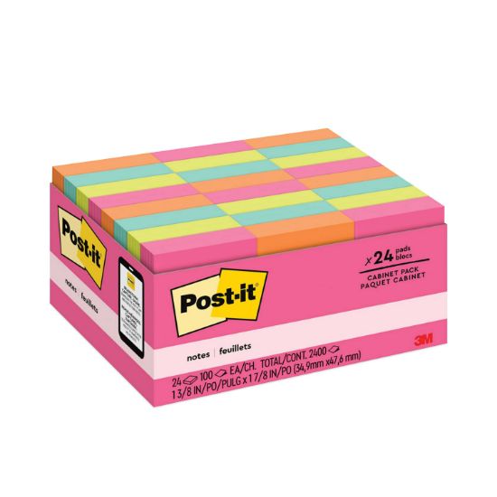 Picture of Post-it® Notes Original Pads in Cape Town Colors, 1 3/8 x 1 7/8, Plain, 100-Sheet, 24/Pack
