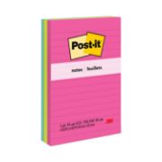 Picture of Post-it® Notes Original Pads in Cape Town Colors, Lined, 4 x 6, 100-Sheet, 3/Pack