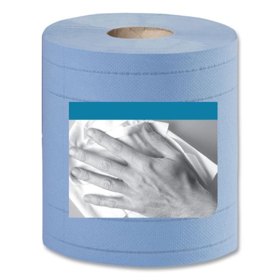 Picture of Tork® Industrial Paper Wiper, 4-Ply, 11 x 15.75, Blue, 375 Wipes/Roll, 2 Roll/Carton