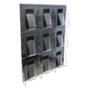 Picture of deflecto® Multi-Pocket Wall-Mount Literature Systems, 27 1/2w x 35 5/8h, Clear/Black