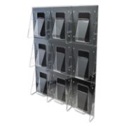 Picture of deflecto® Multi-Pocket Wall-Mount Literature Systems, 27 1/2w x 35 5/8h, Clear/Black