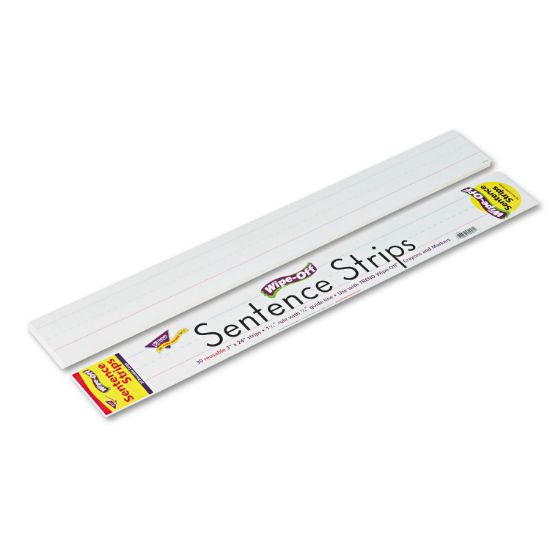 Picture of TREND® Wipe-Off Sentence Strips, 24 x 3, White, 30/Pack