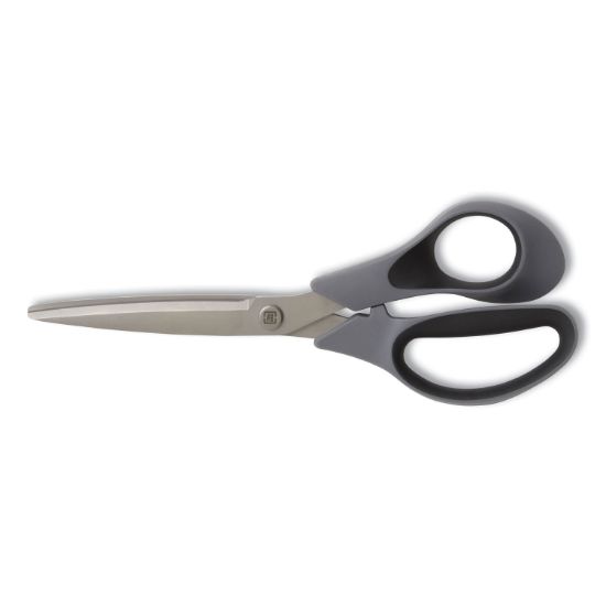 Picture of TRU RED™ Non-Stick Titanium-Coated Scissors, 8" Long, 3.86" Cut Length, Gun-Metal Gray Blades, Gray/Black Straight Handle