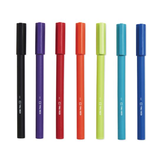 Picture of TRU RED™ Quick Dry Stick Gel Pen, Fine 0.5 mm, Assorted Ink Colors, Assorted Barrel Colors, Dozen