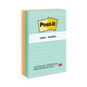 Picture of Post-it® Notes Original Pads in Marseille Colors, Lined, 4 x 6, 100-Sheet, 5/Pack