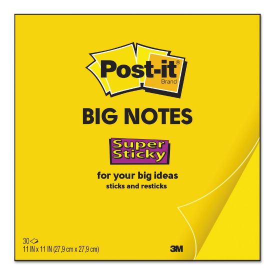 Picture of Post-it® Notes Super Sticky Big Notes, Unruled, 11 x 11, Yellow, 30 Sheet