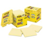 Picture of Post-it® Notes Super Sticky Canary Yellow Note Pads, Lined, 4 x 4, 90-Sheet, 12/Pack