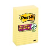 Picture of Post-it® Notes Super Sticky Canary Yellow Note Pads, Lined, 4 x 6, 90-Sheet, 5/Pack