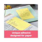 Picture of Post-it® Notes Super Sticky Canary Yellow Note Pads, Lined, 4 x 6, 90-Sheet, 5/Pack