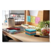Picture of Post-it® Notes Super Sticky Notes Cube, 3 x 3, Bright Blue, Bright Green, Bright Pink, 360 Sheets/Cube, 3 Cubes/Pack
