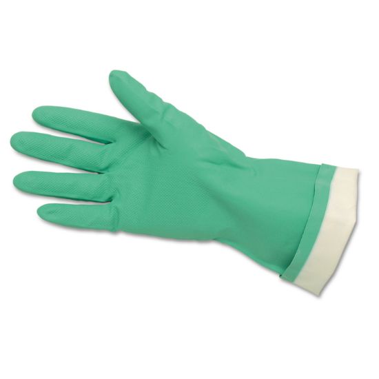 Picture of Flock-Lined Nitrile Gloves, Green, 12 pr / doz