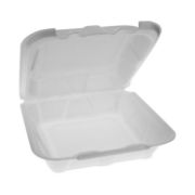 Picture of FOAM HINGED LID CONTAINERS, DUAL TAB LOCK ECONOMY, 8.42 X 8.15 X 3, WHITE, 150/C