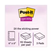 Picture of Post-it® Notes Super Sticky Pads in Miami Colors, 4 x 6, 90/Pad, 3 Pads/Pack
