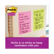 Picture of Post-it® Notes Super Sticky Pads in Miami Colors, 4 x 6, 90/Pad, 3 Pads/Pack