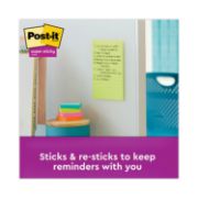 Picture of Post-it® Notes Super Sticky Pads in Miami Colors, 4 x 6, 90/Pad, 3 Pads/Pack