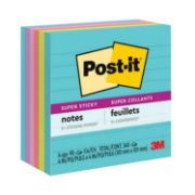 Picture of Post-it® Notes Super Sticky Pads in Miami Colors, Lined, 4 x 4, 90/Pad, 6 Pads/Pack
