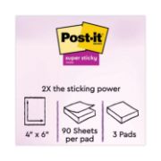 Picture of Post-it® Notes Super Sticky Pads in Rio de Janeiro Colors, Lined, 4 x 6, 90-Sheet, 3/Pack