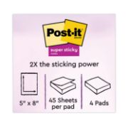 Picture of Post-it® Notes Super Sticky Pads in Rio de Janeiro Colors, Lined, 5 x 8, 45-Sheet, 4/Pack