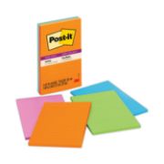 Picture of Post-it® Notes Super Sticky Pads in Rio de Janeiro Colors, Lined, 5 x 8, 45-Sheet, 4/Pack
