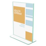Picture of deflecto® Superior Image Premium Green Edge Sign Holder, Acrylic, 8 1/2 x 11 Insert, Clear