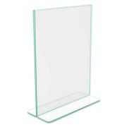 Picture of deflecto® Superior Image Premium Green Edge Sign Holder, Acrylic, 8 1/2 x 11 Insert, Clear