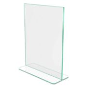 Picture of deflecto® Superior Image Premium Green Edge Sign Holder, Acrylic, 8 1/2 x 11 Insert, Clear