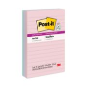 Picture of Post-it® Notes Super Sticky Recycled Notes in Bali Colors, Lined, 4 x 6, 90-Sheet, 3/Pack
