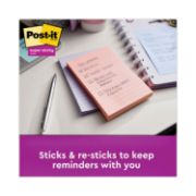 Picture of Post-it® Notes Super Sticky Recycled Notes in Bali Colors, Lined, 4 x 6, 90-Sheet, 3/Pack