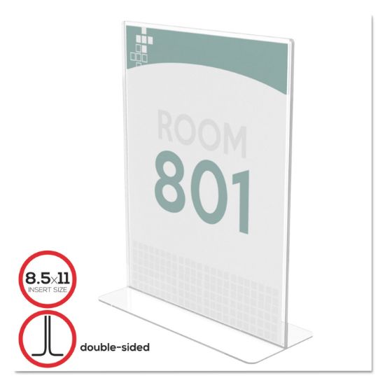 Picture of deflecto® Superior Image Stand-Up Double-Sided Sign Holder, Plastic,8 1/2x11 Insert, Clear