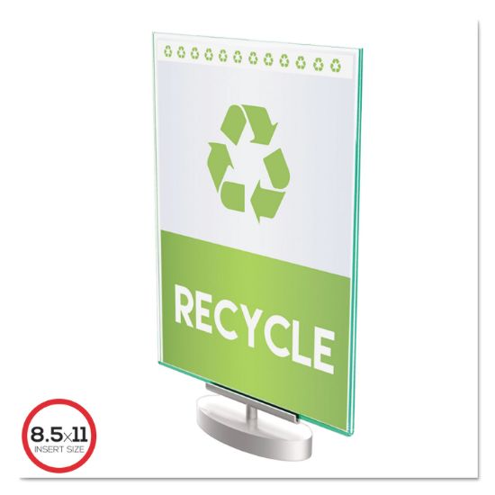Picture of deflecto® Superior Image Swivel Sign Holder, Clear, 8 1/2 x 11 Insert, Silver