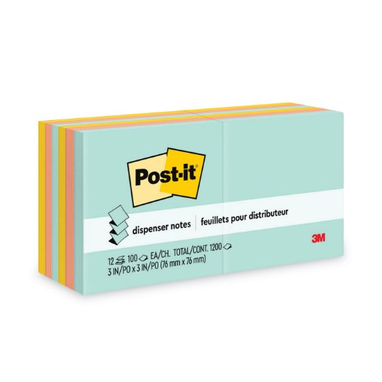 Picture of Post-it® Pop-up Notes Original Pop-up Refill, 3 x 3, Assorted Marseille Colors, 100-Sheet, 12/Pack