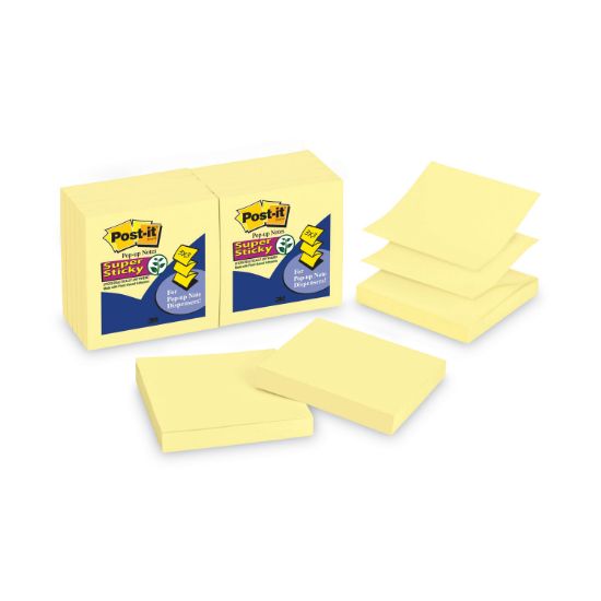 Picture of Post-it® Pop-up Notes Super Sticky Pop-up 3 x 3 Note Refill, Canary Yellow, 90-Sheet, 12/Pack