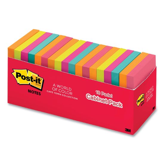Picture of Post-it® Pop-up Notes Super Sticky Pop-up 3 x 3 Note Refill, Cape Town, 100 Sheets/Pad, 18 Pads/Pack
