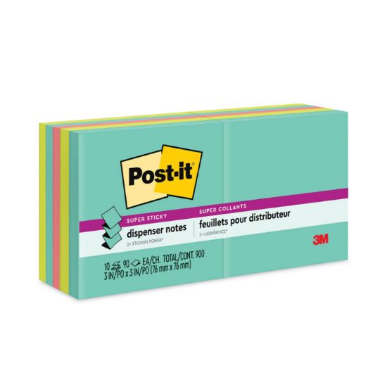 Picture of Post-it® Pop-up Notes Super Sticky Pop-up 3 x 3 Note Refill, Miami, 90/Pad, 10 Pads/Pack