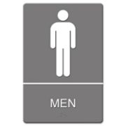 Picture of Headline® Sign ADA Sign, Men Restroom Symbol w/Tactile Graphic, Molded Plastic, 6 x 9, Gray