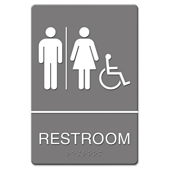 Picture of Headline® Sign ADA Sign, Restroom/Wheelchair Accessible Tactile Symbol, Molded Plastic, 6 x 9