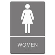 Picture of Headline® Sign ADA Sign, Women Restroom Symbol w/Tactile Graphic, Molded Plastic, 6 x 9, Gray