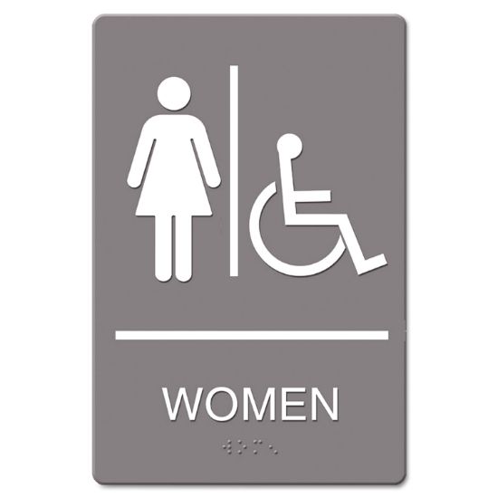 Picture of Headline® Sign ADA Sign, Women Restroom Wheelchair Accessible Symbol, Molded Plastic, 6 x 9