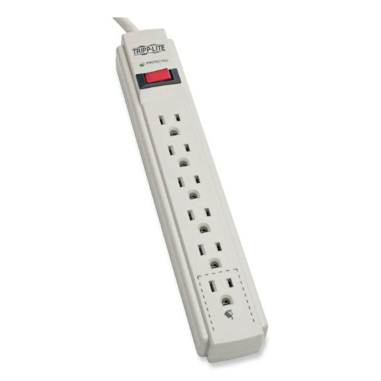 Picture of Tripp Lite TLP604 Surge Suppressor, 6 Outlets, 4 ft Cord, 790 Joules, Light Gray