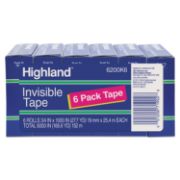 Picture of Highland™ Invisible Permanent Mending Tape, 3/4" x 1000", 1" Core, Clear, 6/Pack
