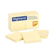 Picture of Highland™ Self-Stick Notes, 3 x 3, Yellow, 100-Sheet, 12/Pack
