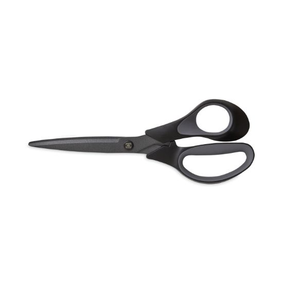 Picture of TRU RED™ Non-Stick Titanium-Coated Scissors, 8" Long, 3.86" Cut Length, Charcoal Black Blades, Black/Gray Straight Handle