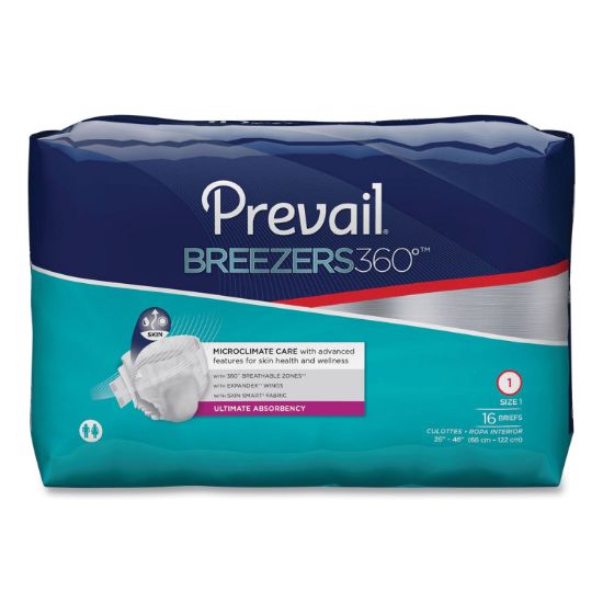 Picture of Prevail® Breezers360 Degree Briefs, Ultimate Absorbency, Size 1, 26" to 48" Waist, 96/Carton