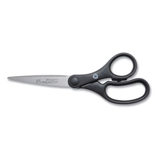 Picture of Westcott® KleenEarth Basic Plastic Handle Scissors, 7" Long, Pointed, Black