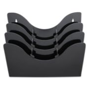 Picture of deflecto® Three-Tier Document Organizer With Dividers, 14w x 3 1/2d x 11 1/2h, Black