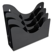 Picture of deflecto® Three-Tier Document Organizer With Dividers, 14w x 3 1/2d x 11 1/2h, Black