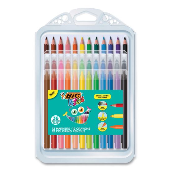 Picture of KIDS COLORING COMBO PACK IN DURABLE CASE, 12 EACH: COLORED PENCILS, CRAYONS, MAR